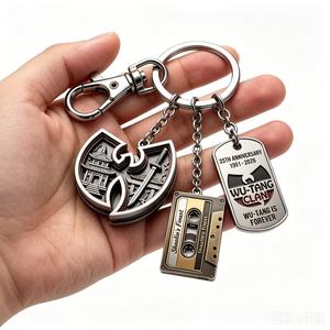 Porte-clés en métal Wu-Tang Clan 35e anniversaire avec pendentif Dog Tag et cassette, cadeau pour les fans - Product Image 2