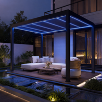 Pergola en aluminium avec éclairage LED multicolore pour jardin, gazebo, terrasse, cour, fête et rassemblements en plein air