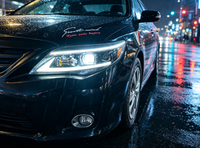 Conjunto de Faros Delanteros LED para Toyota Corolla 2011-13, Lente de Proyector, Carcasa Negra, Lente Transparente, 6000K, 6000LM, DRL, Juego de Repuesto