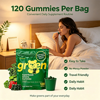 Gummies de superaliments verts à marque privée avec vitamines A, C, D, E, complexe B, K2, végétaliens, sans gluten pour l'immunité et la santé intestinale