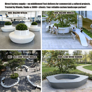 J002 Mueble comercial para centro comercial, banco jardinero de fibra de vidrio, asiento para árboles, macetero, silla, asiento jardinero de GRC para exteriores de centros comerciales - Product Image 3