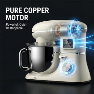 Batteur sur socle Planetary 6L avec bol en acier inoxydable, écran tactile 6 vitesses, 1300W, crochet pétrisseur et fouet métallique pour pain, gâteaux et œufs - Product Image 6