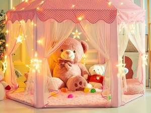 <span class=keywords><strong>Tapis</strong></span> de jeu château princesse hexagone rose-4.6x4 pieds moelleux Shaggy antidérapant enfants <span class=keywords><strong>tapis</strong></span> doux en peluche pour pépinière filles chambre décor - Product Image 3