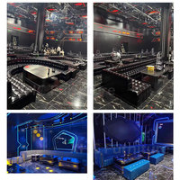 Muebles para Salón de Hookah, Sofás en Forma de U para Bar de Whisky y Shisha, Mostrador de Cuero Sintético, Sofá de Madera Sólida para Club, Salón o Discoteca
