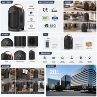 Ventilateur Chauffant Portable avec Thermostat à Double Position, Chauffage d'Appoint sur Pied ou Horizontal, 3 Modes Chauds, 2000W, Protection Contre la Surchauffe, Résistant au Feu, CE ROHS