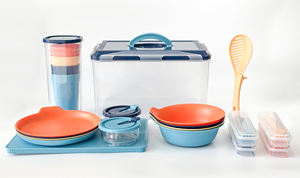 SB TECH Glossy Finish Korean Style 700ml 2-Compartment Rectangle Microwavable <b>Plastic</b> Tiffin <b>Container</b> Box Detachable Design - Product Image 5