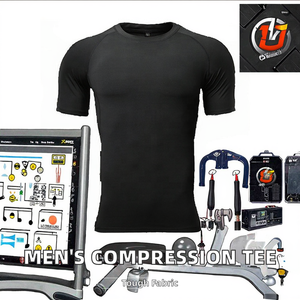 T-shirt de compression pour homme, été 2026, manches courtes, respirant, en spandex/polyester, ajusté, pour musculation, basketball, entraînement - Product Image 2