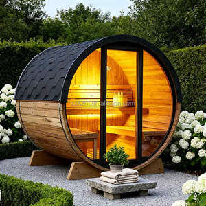 Fabrieks prijs moderne elektrische Canadese rode cederhouten sauna voor 4 personen, buitengebruik, tuinvilla, houten tonvormige sauna - Product Image 1