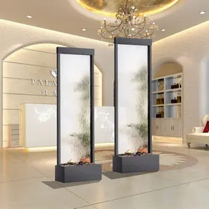 Wall Water Decor Custom Made Modern Luxury Indoor Glass Water Wall Fountain Color-Changing Decorative Wedding Home Decor