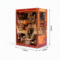 Kit DIY de niche à livres en bois Musée d'Art, Puzzle 3D historique, insert de bibliothèque miniature avec éclairage LED, cadeaux d'anniversaire