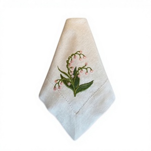 Personalized Disposable Linen Napkins 45x45cm Vintage Embroidered Reusable Eco-Friendly for Weddings Restaurants Home Use Luxury - Product Image 1