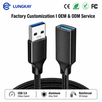 Câble d'extension USB 3.0 industriel OEM LUNG KAY, 5 Gbps, coque en aluminium tressée, pour capteur VR, webcam 4K, imprimante