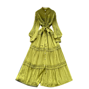 Abito Midi Estivo Vintage Casual da Donna con <span class=keywords><strong>Maniche</strong></span> a Lanterna, Stile Impero, con Dettagli Traforati in <span class=keywords><strong>Pizzo</strong></span> - Product Image 5