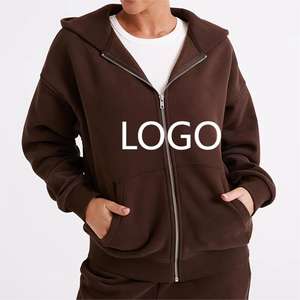 ODM Impresión Logo Sudadera con capucha Cremallera Sudaderas Mujeres Peso pesado Sudadera con capucha suelta - Product Image 1