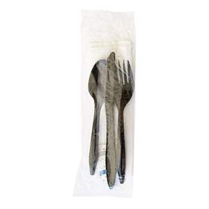 Boardwalk <b>Disposable</b> Plastic <b>Cutlery</b> Set Six Piece Silverware Kit for Parties Case of 250 Fork Knife Spoon Napkin Salt & Pepper - Product Image 4