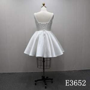 2025 Illusie Vierkante Halslijn Moderne Zachte Kralen A-Lijn Korte Jurk Elegante Trouwjurk Glanzende Hot-Selling Bruidsjurk - Product Image 5