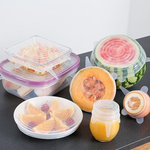 Silicone Food Storage Lid Set 6-Piece <b>Clip</b>-On Sealing Freshness Keeper For Containers Bowls Fruits Vegetables - Product Image 1