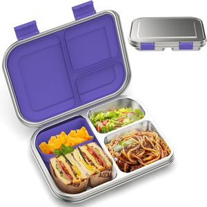 Luxury BPA Free 304 Stainless Steel Tiffin Bento <b>Lunch</b> <b>Box</b> for Adults with 3 <b>Compartments</b> Leak Proof & Portable - Product Image 1