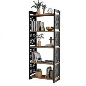 wooden bookshelf modern bookshelf 5 tier bookshelf 5 tier bookcase metal frame bookshelf <b>open</b> bookshelf display <b>book</b> - Product Image 1