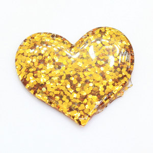 Venta al por mayor de dijes de resina en forma de corazón, 100 unidades, con purpurina, 36mm, cabujones de resina de base plana para decoración de teléfonos, lazos para el pelo, bricolaje y slime - Product Image 3