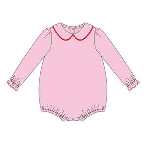 Tutina Unisex per Neonati in Cotone Pima con Colletto <span class=keywords><strong>Peter</strong></span> <span class=keywords><strong>Pan</strong></span> Arricciato e Bordo Picot, Personalizzabile con Monogramma - Product Image 5