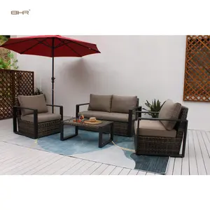 2021 new product 4 piece furniture luxury garden outdoor patio wicker rattan furniture sets