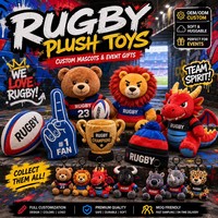 Großhandel Plüsch-Tier-Graffiti-Rugby-Set, Team-Tiermaskottchen Weiche Figur für Sportverein-Artikel & Fan-Geschenk