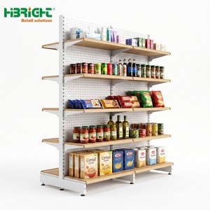 Highbright Steel <b>Wood</b> Supermarket <b>Shelving</b> Perforated Back Panel Retail Display Rack for Supermarket and Grocery - Product Image 5