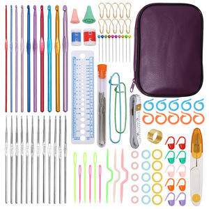 Juego de ganchos de ganchillo de óxido de aluminio portátiles personalizados bolsa de almacenamiento de agujas de ganchillo con estampado Floral estuche de agujas de ganchillo Diy - Product Image 1