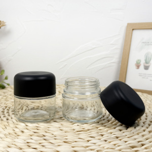 Custom 5g 7g 9g <b>Mini</b> CR Lid <b>Glass</b> <b>Jar</b> Black Concentrate with Child Resistant Lid - Product Image 4