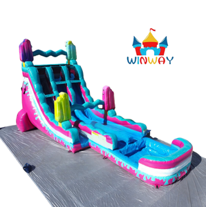 Toboggan aquatique gonflable coloré en gros avec piscine, toboggan gonflable commercial pour enfants pour les fêtes d'été et les activités de plein air - Product Image 3