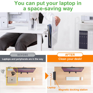 2 Tier thép treo bàn bên lưu trữ hợp kim nhôm máy tính xách tay Ipad tài liệu Kệ tổ chức dưới bàn quản lý - Product Image 6