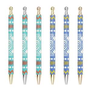 Bolígrafos Metálicos Personalizados al por Mayor con Patrón de Transferencia Térmica, Estilo Étnico Turquesa/Azul, Regalo Promocional de Oficina - Product Image 1