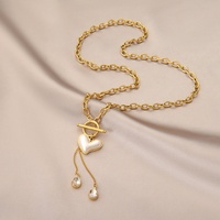 Chaîne multicouche en plaqué or PVD Offre Spéciale Collier d'amour en forme de cœur Pendentif étoile papillon Collier en acier inoxydable avec perle et diamant