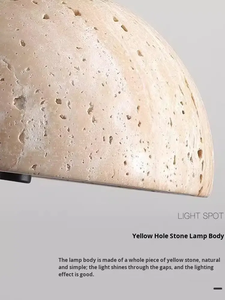 Lampe suspendue en pierre de travertin jaune naturel de luxe pour salon, lampe suspendue en bois bronze pour la décoration de la <span class=keywords><strong>maison</strong></span>, hôtel - Product Image 6