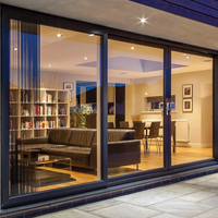 Design moderne Extérieur Intérieur Trois rails Cadre étroit et mince Portes coulissantes en verre trempé à double vitrage