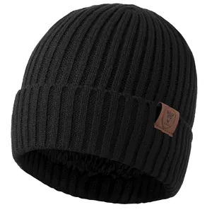 Gorro de inverno sem punho em malha jacquard colorido personalizado de fábrica, boné redondo de marca própria personalizado