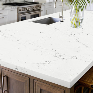 HIC diseño moderno Hotel Carolina Carrara losa de cuarzo blanco 30mm de espesor ignífugo impermeable encimera de cocina corte a medida grande - Product Image 4