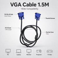 Kabel VGA 1.5M 3+2 Kabel Ekstensi VGA Male to Male untuk PC Laptop Monitor Proyektor TV Box Kabel Video Definisi Tinggi