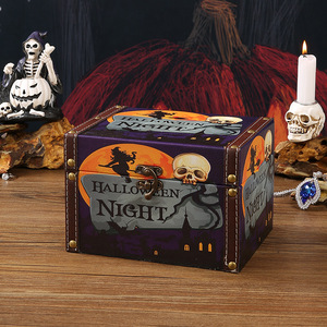 Cajas de Almacenamiento de Madera para Halloween con Tapa Abatible, Organizadores Decorativos para el Hogar y Escritorio, Caja de Regalo para Dulces 2208C - Product Image 2