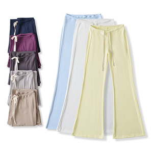 <span class=keywords><strong>Pantaloni</strong></span> Yoga da <span class=keywords><strong>Donna</strong></span> Trendy Casual a Vita Alta Elasticizzata, Vestibilità Ampia in Tessuto Oxford Antipiega, Estivi - Product Image 2