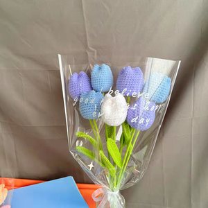 Articles de décoration intérieure modernes, bouquet de fleurs au crochet fait main personnalisé, cadeau pour femmes - Product Image 4