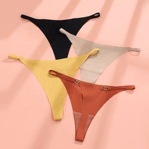 Vente en gros de sous-vêtements féminins sans couture coupés au laser, en une seule pièce, en soie glacée, tangas, culottes invisibles pour femmes, G-strings, Tangas De Mujer - Product Image 4