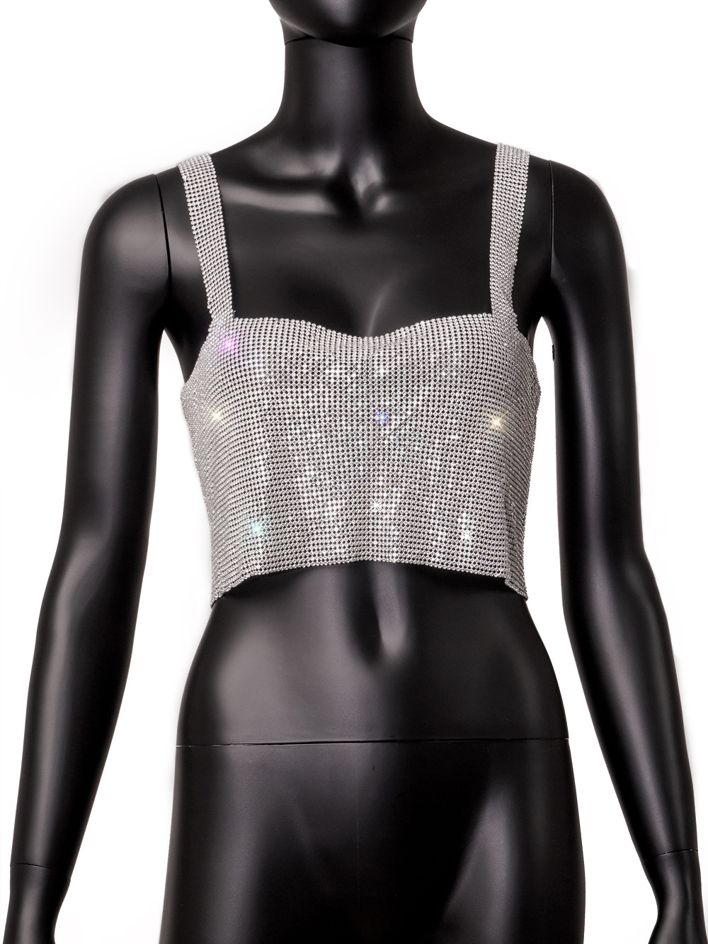 2023 Stunning Diamonds Crystal  Crop Top Womens SLeeveless Straps Rhinestone Bustier Club Vest Party Club Wears