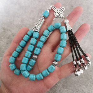 Vendita calda sintetico blu turchese pietra 8*10mm 33 perline Tasbeeh Subha Misbaha islamico Tasbih perline di preghiera musulmana Allah <span class=keywords><strong>rosario</strong></span> - Product Image 3