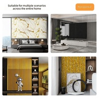 Revêtement mural auto-adhésif haut de gamme en mousse XPE 3 mm d'épaisseur, motif marbre moderne, bordure dorée, rayures verticales, étanche, pour salon