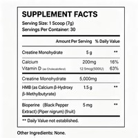 Créatine monohydrate en poudre sans saveur, 30 portions, complément nutritionnel sportif pour la croissance musculaire, entraînement en salle de sport, complément