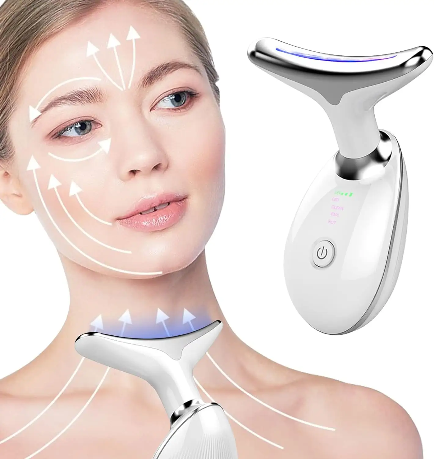 Huidverzorging Rood Licht Voor Gezicht En Nek 7 Kleur Led Gezicht Nek Massager Voor Huid Aanscherping Full Face Lifting Rimpel Rem