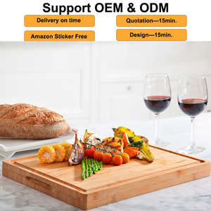 เขียงไม้ไผ่เอนกประสงค์พร้อมหูจับในตัว  พร้อมร่องระบายน้ำลึก - Product Image 1