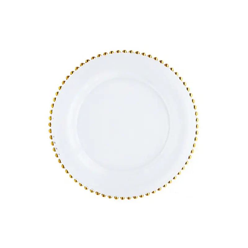 Wholesale Under Dinnerware Rose Gold Beaded Glass Plastic Chargers Plates for Wedding and Restaurant